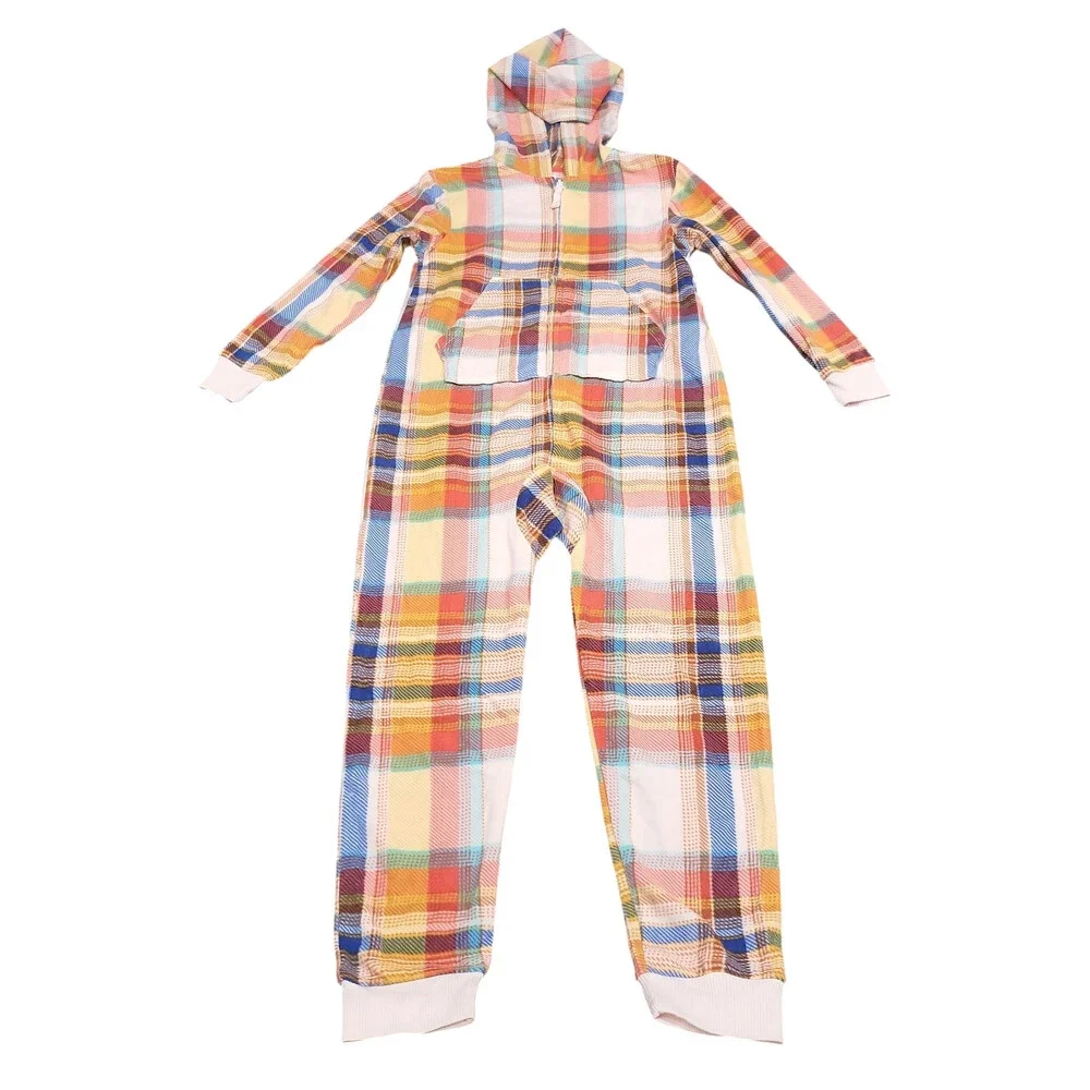 Cat & Jack Girls Fleece One Piece Hooded Union Suit Printed Size Medium 8